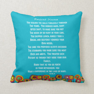 Artsy Retired Nurse Poem Pillow Nright Blue