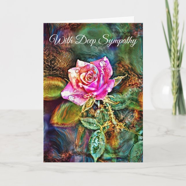 Artsy Rose and Tears Sympathy Note Card (Front)