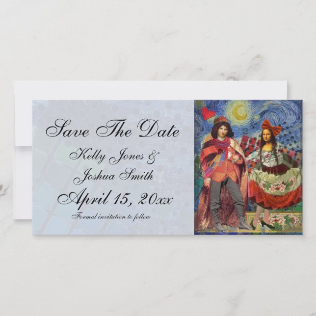 Artsy Save the date fanciful wedding announcement (Front)