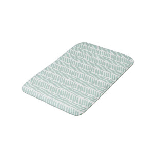 Artsy Seaglass Ocean Green White Zigzag Stripes Bath Mat