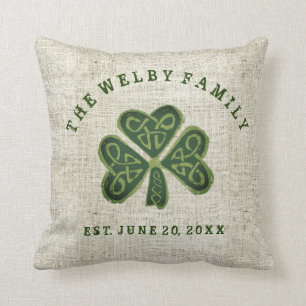 Artsy Shamrock Irish Family Est. Date Personalised Cushion