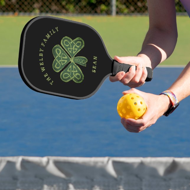 Artsy Shamrock Irish Family & Name Personalised Pickleball Paddle (Insitu)