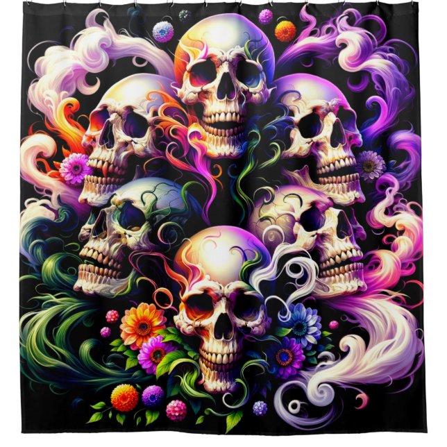 Artsy Skull Art Shower Curtain (Front)