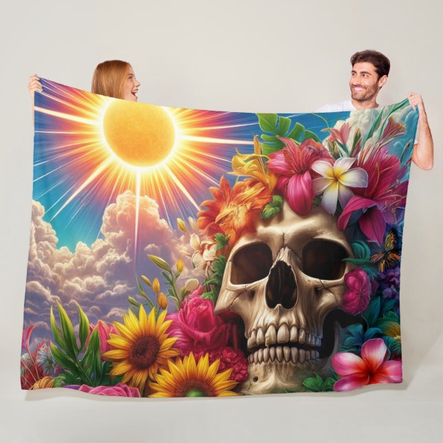 Artsy Skull Fleece Blanket (In Situ)