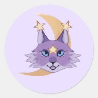 Artsy Star Cat Whimsigoth Classic Round Sticker