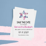 Artsy Star of David Bar Bat Mitzvah Save The Date Invitation<br><div class="desc">The Star of David in shades of pink and blue in an artistic grungy texture is printed on these Bar & Bat Mitzvah save the date cards. For either your son or daughter.</div>