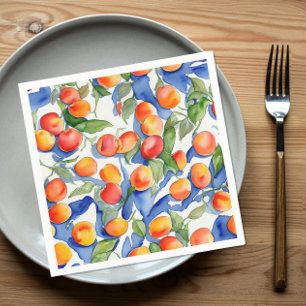 Artsy Summer Apricots Fruits Watercolor Pattern Napkin