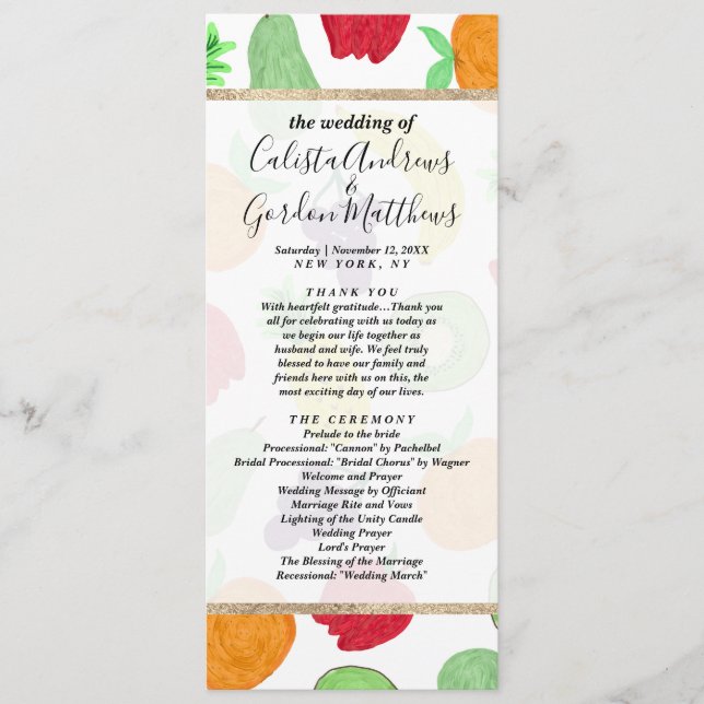 Artsy Summer Colourful Acrylic Fruit Pattern Programme (Front)