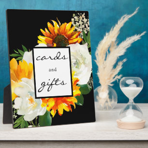 Artsy Sunflower Floral Cards & Gifts Easel Black Plaque