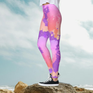 Artsy Trendy Chic Girly Doll Colour Splatters Pink Leggings