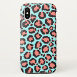 Artsy Trendy Coral Mint Teal Leopard Animal Print Case-Mate iPhone Case<br><div class="desc">Artsy, modern, cute, girly, and trendy coral orange, mint teal, and black hand-drawn leopard animal print illustration pattern. ***IMPORTANT DESIGN NOTE: For any custom design request such as matching product requests, colour changes, placement changes, or any other change request, please click on the "CONTACT" button or email the designer directly...</div>