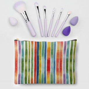 Artsy Trendy Rainbow Colorful Stripe Pattern Accessory Pouch