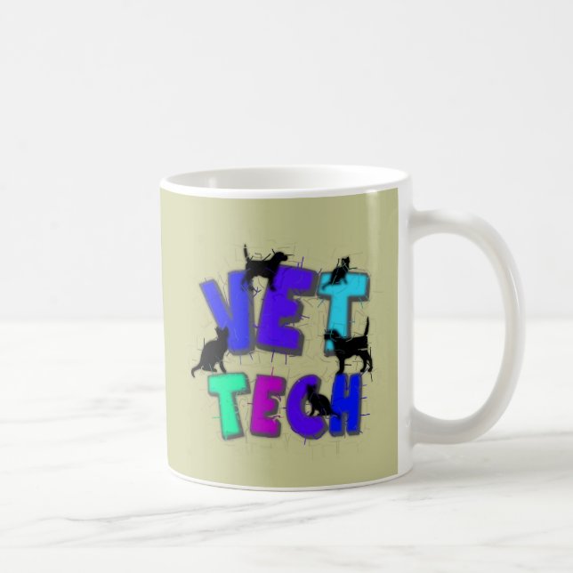 Artsy Vet Tech Gifts, Unique artist drawn design Coffee Mug (Right)