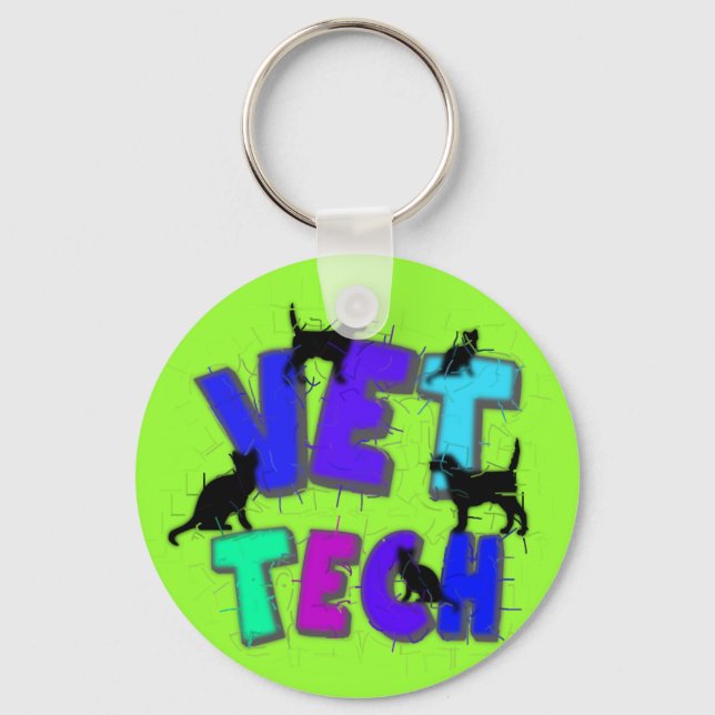 Artsy Vet Tech Gifts, Unique artist drawn design Key Ring (Front)