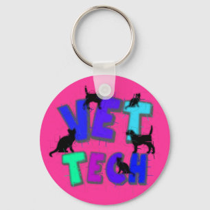Artsy Vet Tech Gifts, Unique artist drawn design Key Ring