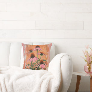 Artsy Vintage Coneflower Aesthetic Cushion