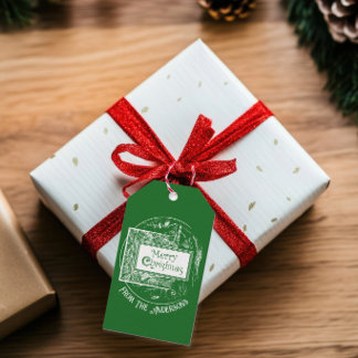 Artsy Vintage Retro Merry Christmas Custom Gift Tags
