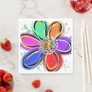 Artsy Watercolor Floral   Napkin