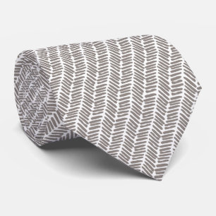 Artsy White Elephant Grey Abstract Chevron Tie