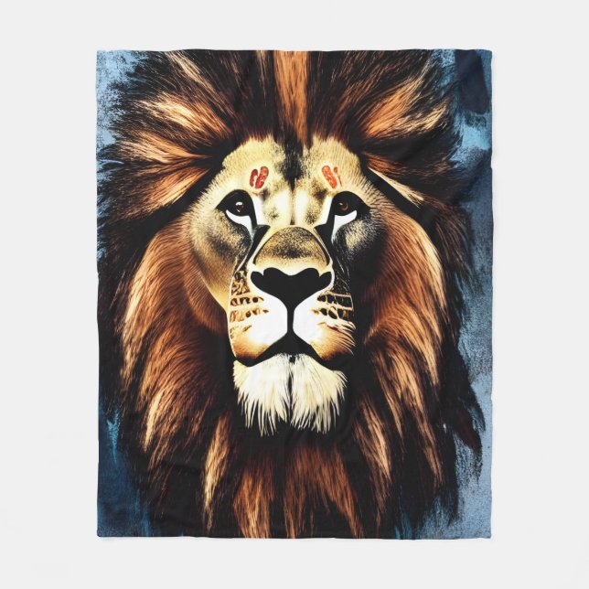 Artsy Wild African Lion Fleece Blanket (Front)