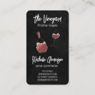 Artsy Wine Bottle Drawings Restaurant Business Card