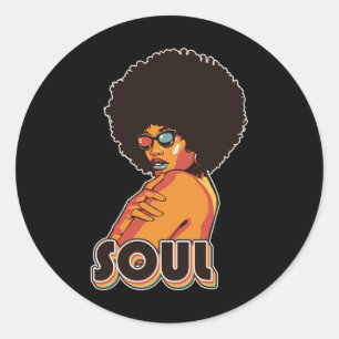 Artsy Womens Funk Vintage 70s Costume Afro Soul Mu Classic Round Sticker