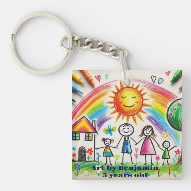 Artwork child | proud Drawing kids  Key Ring (Front)