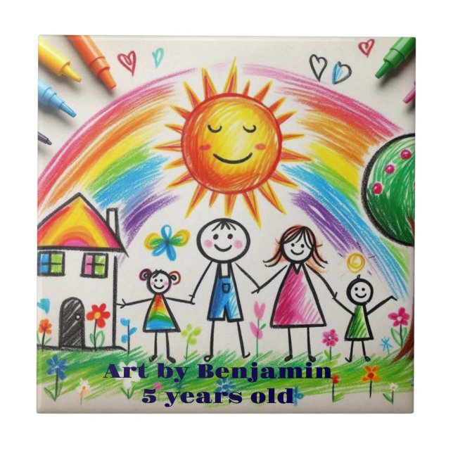 Artwork child | proud Drawing kids  Tile (Front)