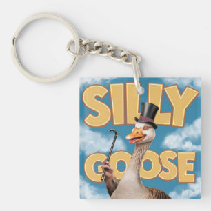  Artwork Illustration Silly goose, Funny Goose Key Ring