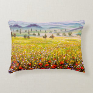 Artwork Italian tuscany cypresses landscape with m Decorative Cushion