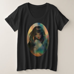 Artwork of Anime Girl Surrounded by Rainbow Light Plus Size T-Shirt