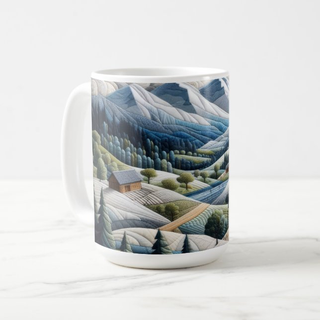 Artwork of Winter Mountain Scene Coffee Mug (Front Left)