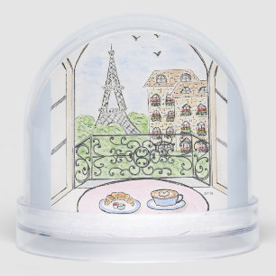 Artwork Whimsical Paris Eiffel Tower CAN ADD PHOTO Snowglobe