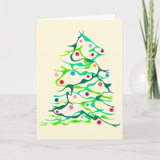 Arty Christmas Tree Card with White Envelope (Front)
