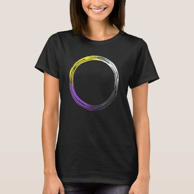 Arty Circle Subtle Nonbinary Flag Enby Pride Trans T-Shirt (Front)