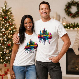 Arty Colourful Abstract Christmas Trees T-Shirt
