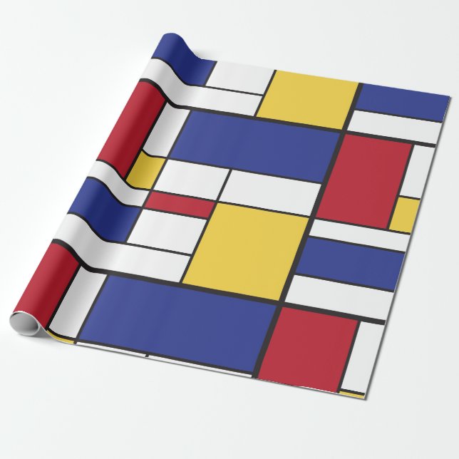 Arty Colourful Rectangles Wrapping Paper (Unrolled)