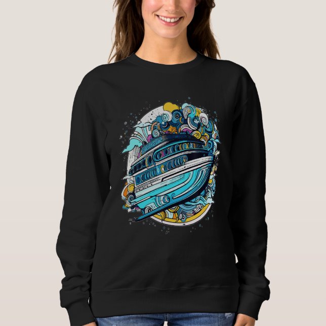 Arty Cruise Boat Spaceship Captain Sweatshirt (Front)
