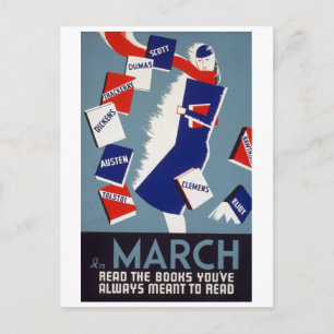 Arty Deco Reading Postcard