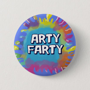 arty farty artist painter paint blob 6 cm round badge