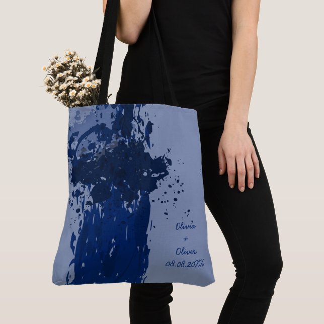 Arty Royal Blue Splatter Party Gift Tote Bag (Close Up)