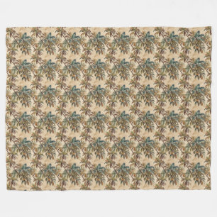 Arty Watercolor Coconut Palm Fleece Blanket