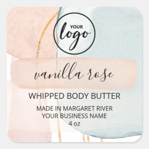 Arty Watercolor Pastel Body Butter Logo Label