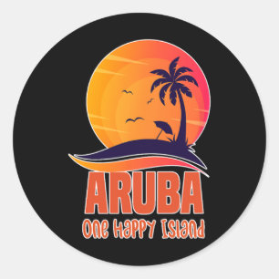 Aru One Happy Island Beautiful Sunset Beach  Classic Round Sticker