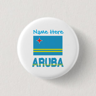 Aruba and Aruban Flag Blue Personalisation  3 Cm Round Badge