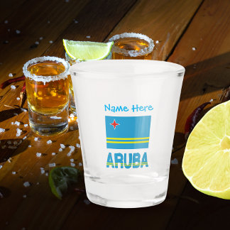 Aruba and Aruban Flag Blue Personalisation Shot Glass