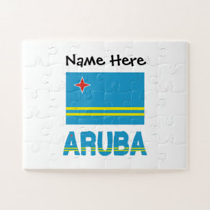 Aruba and Aruban Flag with Your Name Jigsaw Puzzle