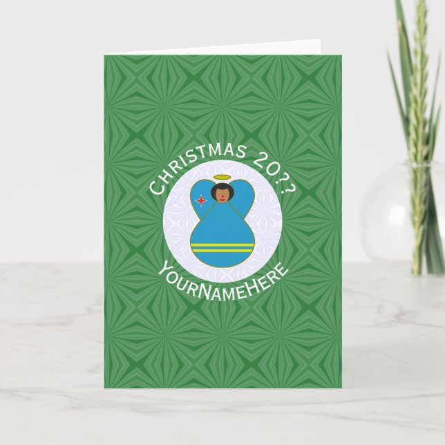 Aruba Angel Christmas Flag Personalised  Card (Front)