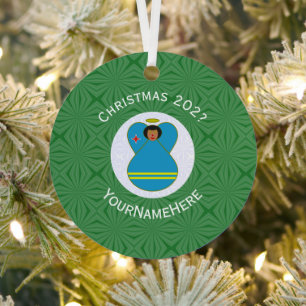 Aruba Angel Christmas Flag Personalised Metal Tree Decoration