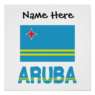 Aruba Aruban Flag Black Personalisation Poster